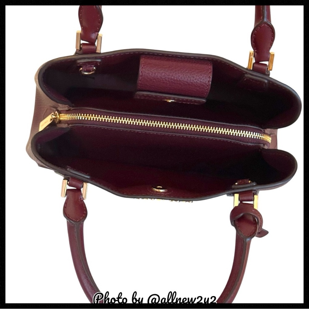 Michael Kors Kimberly Small Leather Satchel Crossbody Bag Merlot W/ Gold Hdw - Picture 7 of 14